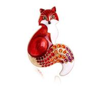 Spilla a forma di volpe con strass, spilla a forma di animale, ideale come decorazione per zaini, accessori alla moda per giacche, abbigliamento, volpi, standard, Alluminio
