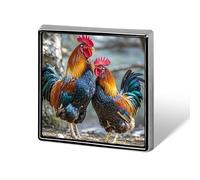 Spilla a forma quadrata con bottone per donna, spilla decorativa per bavero da cravatta per uomo, graziose spille quadrate, spille a forma di pollo sotto l'albero, spille per zaini, giacche, cappel