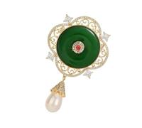 Spilla a goccia con perle delicate, stile vintage, decorata con motivi di buon auspicio, adatta per banchetti, cerimonie, abiti, spilla in lega per matrimoni, Misura unica, come descritto