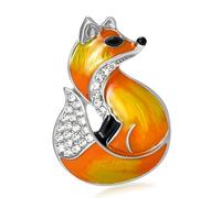 Spilla a tema animale, con strass, a forma di volpi, accessorio da donna per banchetti, feste e collezioni, accessori per gioielli per feste e banchetti, Misura unica, come descritto