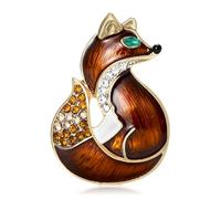 Spilla a tema animale, con strass, a forma di volpi, accessorio da donna per banchetti, feste e collezioni, da donna, alla moda, con volpi, Misura unica, come descritto