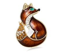 Spilla a tema animale con strass a goccia a forma di volpi, accessorio da donna per banchetti feste e collezioni, strass volpi, spilla da donna alla moda, One Size, come descritto