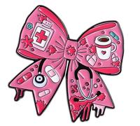 Spilla a tema del fumetto di disegno della lega del distintivo del perno del petto gioielli decorativi per gli operatori sanitari opzione regalo creativo Bowknot distintivo Pin, Misura unica, come
