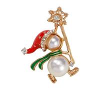Spilla a tema natalizio che combina perle strass ed elegante dettaglio smaltato moda gioielli moda vacanza spilla vintage moda bavero