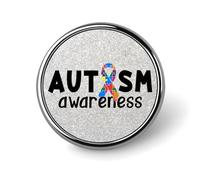 Spilla a tema puzzle con nastro simbolo della consapevolezza sull'autismo, ideale per zaini e giacche.