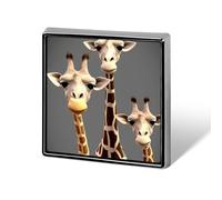 Spilla a tre giraffe in alluminio quadrata da 1,8 cm, con stampa a trasferimento termico, spilla resistente, per donne, uomini, camicie, giacche, cappelli, borse, resistente allo sbiadimento