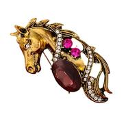 Spilla alla moda a forma di testa di cavallo, accessorio versatile e contemporaneo, per abiti casual, feste, eventi di lavoro, accessorio equestre creativo, One Size, come descritto