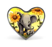 Spilla alla moda con elefante e girasoli - Conchiglie, stelle marine sulla spiaggia, 1 pollice, graziosi distintivi a forma di cuore in smalto, spille in metallo per uomo e donna, spilla decorativa in