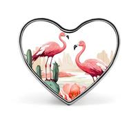 Spilla alla moda con fiori di rosa, fenicotteri e cactus - Conchiglie, stelle marine sulla spiaggia, 1 pollice, graziosi distintivi a forma di cuore in smalto, spille in metallo per uomo e donna, spil