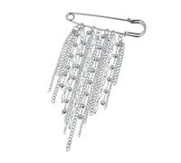 Spilla alla moda con frange in lega, diametro 5 cm, staccabile, accessorio ornamentale per giacche e camicie, con nappe alla moda, Misura unica, come descritto