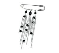 Spilla alla moda con frange in lega, diametro 5 cm, staccabile, accessorio ornamentale per giacche e camicie, con nappe alla moda, Misura unica, come descritto