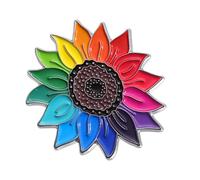 Spilla alla moda con girasoli arcobaleno in lega robusta accessorio per gioielli aggiunge calore ed eleganza a qualsiasi abbigliamento per l'uso quotidiano spilla da bavero in lega