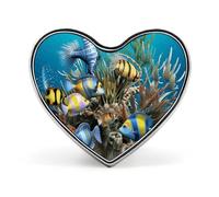 Spilla alla moda con pesci oceanici 3D - Conchiglie, stelle marine sulla spiaggia, 1 pollice, simpatici distintivi a forma di cuore in smalto, spille in metallo per uomo e donna, spilla decorativa in