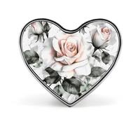 Spilla alla moda con rosa floreale ad bianco - Silhouette di alce selvatico, spille a forma di cuore in smalto da 1 pollice, spille da bavero in metallo per uomini e donne, spilla decorativa in meta