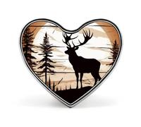 Spilla alla moda con silhouette di alce selvatico - Spille a forma di cuore smaltate da 1 pollice con silhouette di alce selvatico, spille in metallo per uomo e donna, spilla decorativa in metallo per