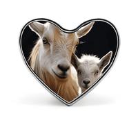 Spilla alla moda con simpatico cucciolo di capra e mamma - Immagini di gatti criminali, spille a forma di cuore in smalto da 1 pollice, spille da bavero in metallo per uomini e donne, spilla decorativ