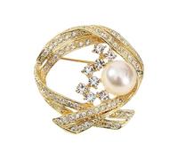 Spilla alla moda con strass e perle, elegante accessorio per abiti da indossare tutti i giorni, spilla in lega per feste serali, One Size, come descritto