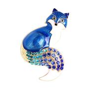 Spilla alla moda con volpi con strass colorati a forma di animale, accessori alla moda per maglioni e cardigan, multicolore, One Size, come descritto, come descritto