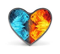 Spilla alla moda Fire vs Ice Art - Cavalli bianchi e neri, spille a forma di cuore in smalto da 1 pollice, spille da bavero in metallo per uomini e donne, spilla decorativa in metallo per cappelli, ca