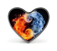 Spilla alla moda Yin Yang Fuoco Acqua - bianca, spille a forma di cuore smaltate da 1 pollice, spille in metallo per uomo e donna, spilla decorativa in metallo per cappelli, camicie, borse, giacche
