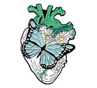 Spilla anatomica dell'organo smaltato, cuore cervello polmone uterino costole, Klein, Metallo non prezioso