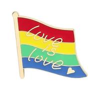 Spilla arcobaleno smaltata con serpente, canna Satana, alleato di Gesù, bandiera gay, segno di mano e cuore, normale, Metallo non prezioso