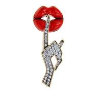 Spilla Art Deco a forma di labbra rosse con strass, raffinata spilla da bavero da donna, imitazione zirconia cubica, idea regalo