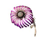 Spilla artigianale a forma di dente di leone, placcata in oro antico, con petali di olio e strass, accessorio centrale, One Size, come descritto