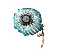 Spilla artigianale a forma di dente di leone, placcata in oro antico, con petali di olio, strass, accessorio centrale, gioiello floreale in cristallo, One Size, come descritto