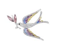 Spilla artigianale a forma di rondine a forma di goccia, ornata con strass scintillanti, adatta per abiti casual o formali, in lega di zinco, spilla a forma di rondine, Misura unica, come descritto