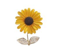 Spilla artigianale artigianale a forma di girasoli con petali dettagliati in lega, accessorio alla moda per cappelli, borse e abiti, delicato sulla pelle, Misura unica, come descritto