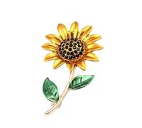 Spilla artigianale artigianale a forma di girasoli con petali dettagliati in lega, accessorio alla moda per cappelli, borse e abiti da festa con girasole, Misura unica, come descritto
