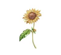 Spilla artigianale artigianale a forma di girasoli con petali dettagliati in lega, accessorio alla moda per cappelli, borse e abiti da festa con girasole, Misura unica, come descritto