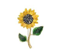 Spilla artigianale artigianale a forma di girasoli con petali dettagliati in lega, accessorio alla moda per cappelli, borse e abiti, elegante spilla a forma di girasole, Misura unica, come descritto