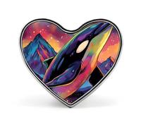 Spilla artistica a forma di cuore, spilla a forma di orca assassina fantasy, spilla in metallo per uomo e donna, per abbigliamento, borsa, cappello, gioielli, accessori