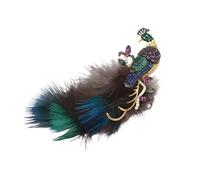 Spilla artistica a forma di pavone in lega a forma di piuma, con strass scintillanti, elegante spilla da bavero per cappotto, vestito e maglione, spilla in lega di alta qualità con piuma