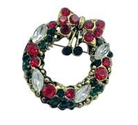 Spilla artistica a tema natalizio, accessorio casual per gli appassionati di moda, con strass vintage, One Size, come descritto