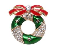 Spilla artistica a tema natalizio, accessorio casual per gli appassionati di moda, con strass vintage, One Size, come descritto