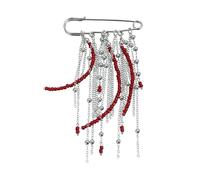 Spilla artistica con catene di perle rosse e frange per abbigliamento, portafogli, cappucci, che esaltano il fascino di eleganti accessori risvolti