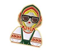 Spilla artistica vintage a forma di testa di ragazza dei cartoni animati, in lega di zinco, gioiello da collezione per i fan della storia, spilla smaltata unica con testa di ragazza, Misura unica