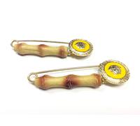 SPILLA BALIA CM 8 ORO BAMBU' SMALTO GIALLO 2 PZ