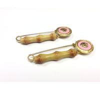 SPILLA BALIA CM 8 ORO BAMBU' SMALTO ROSA 2 PZ
