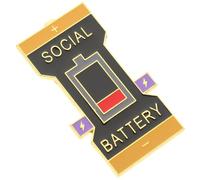 Spilla Batteria Sociale Nera in Lega, Brooch Decorativa Elegante | Clip-on per Indumenti e Cappelli, Simbolo Mood, Accessorio di Design, Finitura Compatta