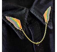 Spilla bavero ali arcobaleno distintivi smalto catena collare punte gioielli ...