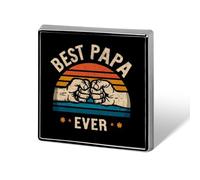 Spilla "Best Papa Ever", spilla quadrata da colletto, leggera.