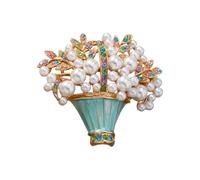 Spilla blu a forma di cesto di fiori a goccia con perno di sicurezza, accessorio in lega facile da usare per vestiti, cappelli o borse, spilla facile da usare per matrimoni, Misura unica, come