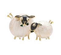 Spilla carina a forma di coppia di pecore che mangiano erba, spilla smaltata a 4 colori, spilla casual for feste con animali(White)