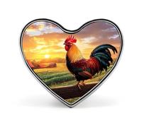 Spilla carina a forma di cuore con gallo all'alba, accessorio per abbigliamento, gioielli, regali per feste di nozze