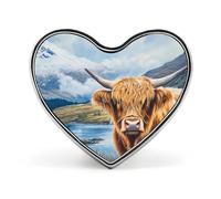 Spilla carina a forma di cuore con mucca delle Highland Montagne scozzesi, spilla a forma di cuore, accessori per abbigliamento, gioielli, regali per feste di nozze