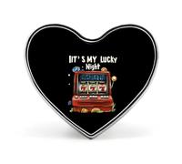 Spilla carina a forma di cuore con scritta "It's My Lucky Night Casino" per cappelli, abbigliamento, gioielli, accessori, regali per feste di nozze
